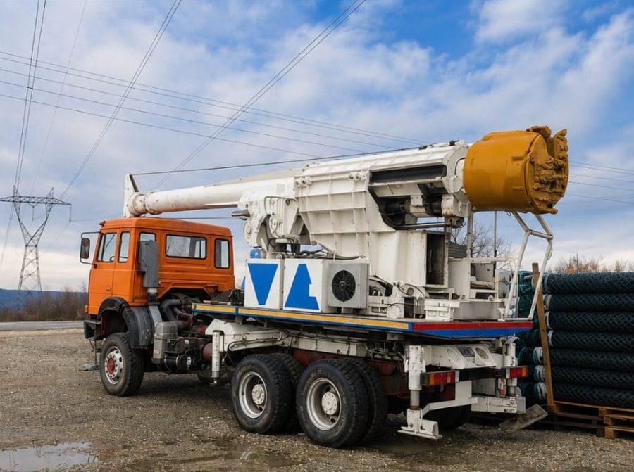 Camion cu instalația proprie de foraj puțuri